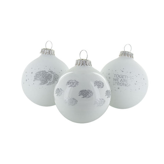 Lyconet Christmas bauble Ø 8cm (3erSet) white matt / glossy incl. Silver print