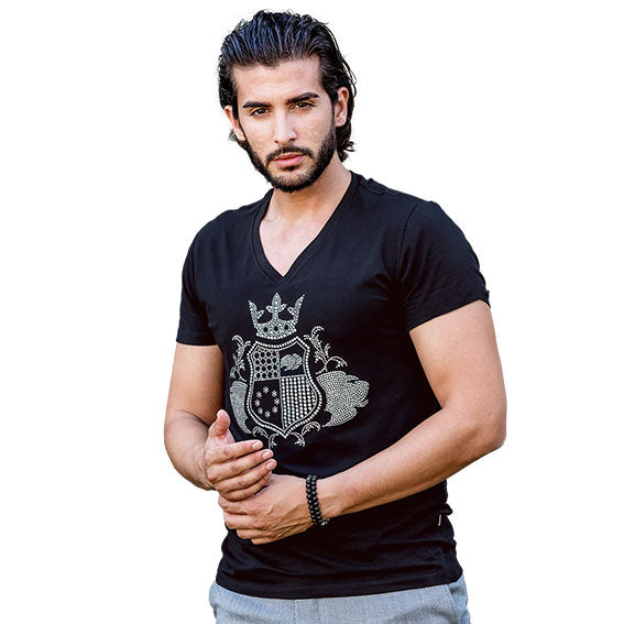 EliteClub Herren T-Shirt schwarz mit Strasssteinen