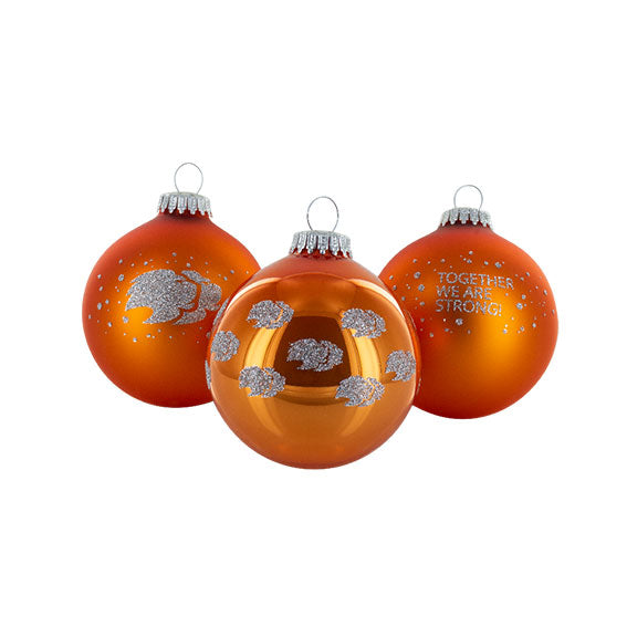 Lyconet Christmas bauble Ø 8cm (3erSet) orange matt / glossy incl. Silver print