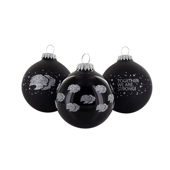 Lyconet Christmas bauble Ø 8cm (3erSet) black matt / glossy incl. Silver print