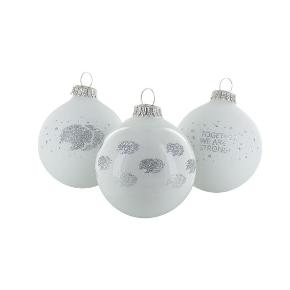 Lyconet Weihnachtsbaukugeln Ø 8 cm, 3er Set, Weiß/Silber